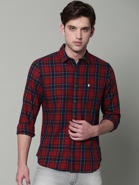 

French Connection Men Red & Blue Regular Fit Checked Casual Shirt