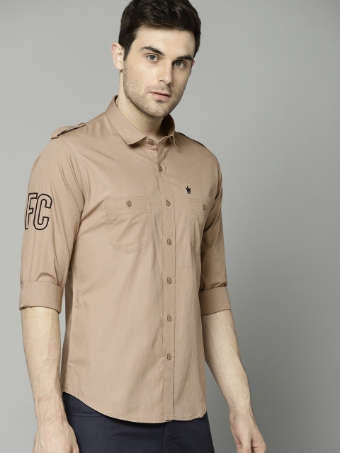 

French Connection Men Beige Regular Fit Solid Casual Shirt