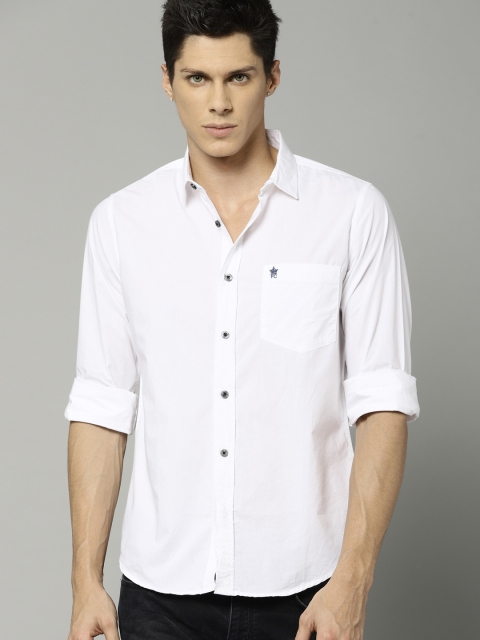 

French Connection Men White Slim Fit Solid Casual Shirt