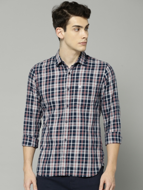 

French Connection Men Grey Regular Fit Checked Casual Shirt