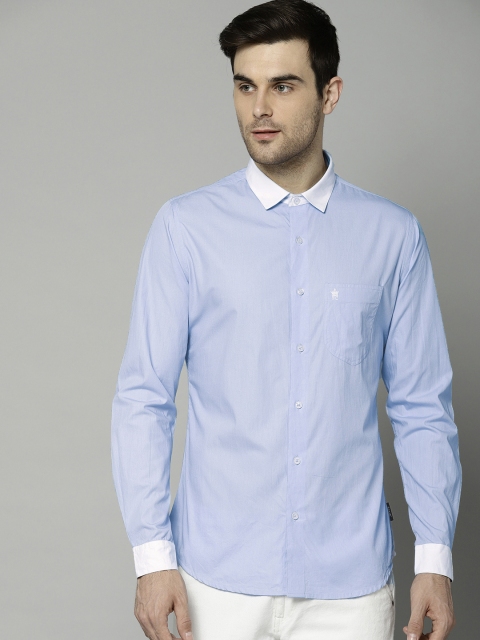 

French Connection Men Blue Regular Fit Solid Casual Shirt