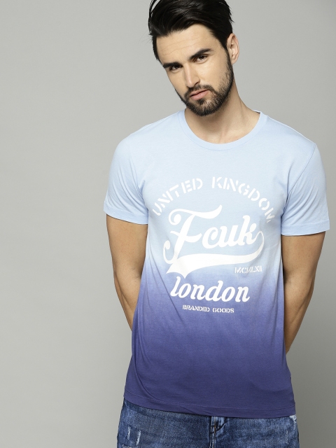 

French Connection Men Blue Dyed Round Neck T-shirt