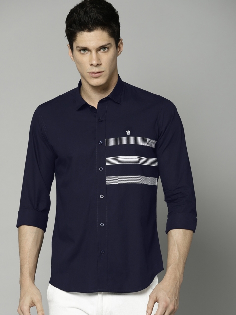 

French Connection Men Navy Regular Fit Solid Casual Shirt, Navy blue