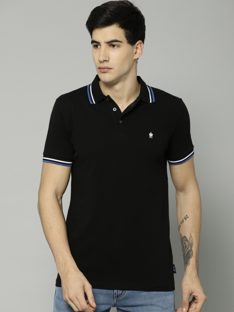 

French Connection Men Black Solid Polo Collar Pure Cotton T-shirt