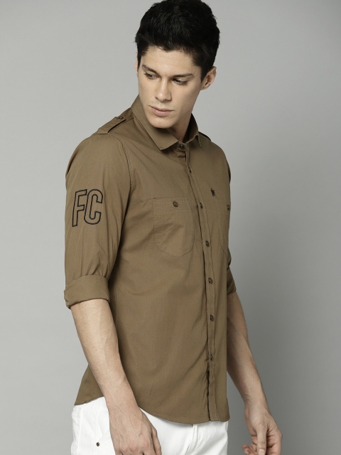 

French Connection Men Olive Green Regular Fit Solid Casual Shirt