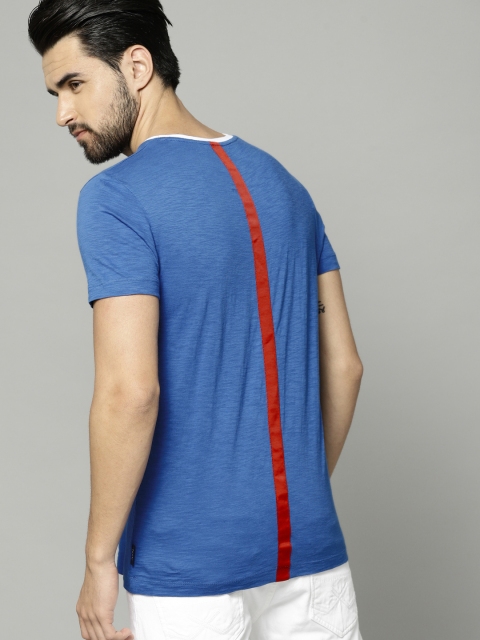 

French Connection Men Blue Printed Round Neck T-shirt
