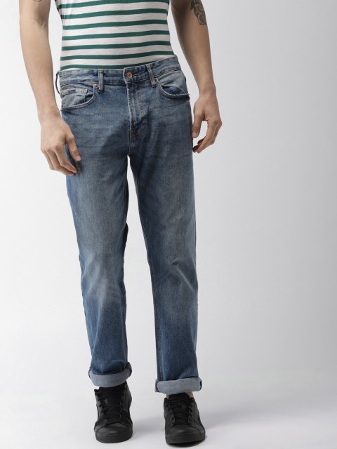 

FOREVER 21 Men Blue Slim Fit Low-Rise Low Distress Stretchable Jeans