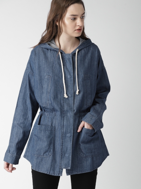 

FOREVER 21 Women Blue Solid Denim Jacket