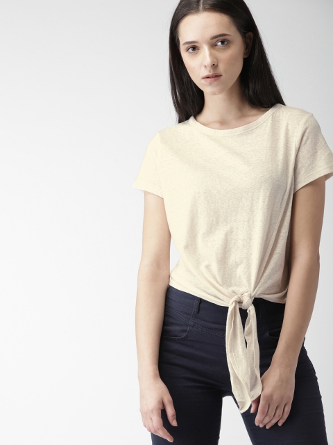 

FOREVER 21 Women Cream-Coloured Solid Top