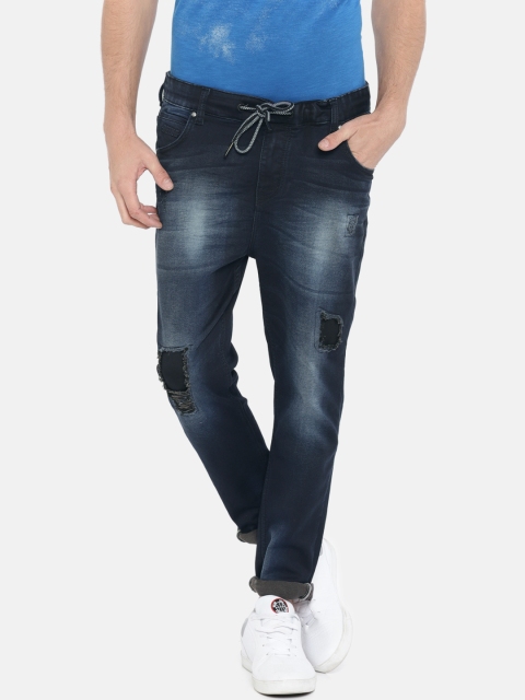 

Being Human Men Blue Jogger Low-Rise Mildly Distressed Stretchable Jeans
