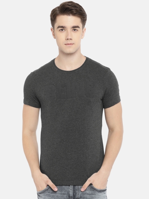 

Being Human Men Grey Melange Solid Round Neck T-shirt
