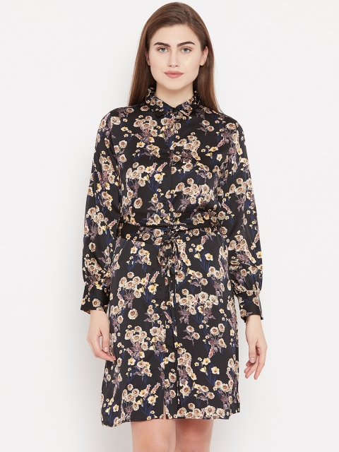 

Madame Women Black & Beige Printed Shirt Dress