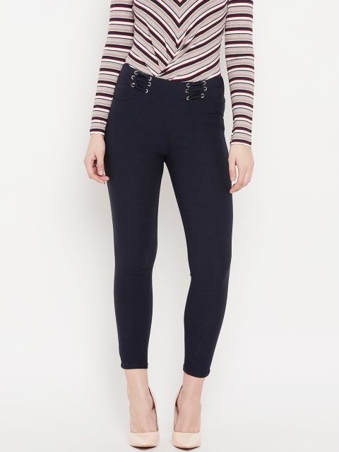 

Madame Women Navy Solid Cropped Jeggings, Navy blue