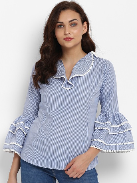 

Bhama Couture Women Blue Striped Top