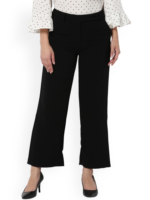 

Van Heusen Woman Women Black Regular Fit Solid Parallel Trousers