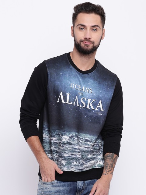

Monte Carlo Men Black & Blue Printed Sweatshirt
