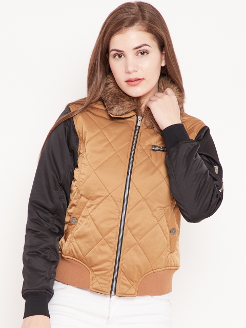 

Madame Women Khaki Solid Quilted Jacket