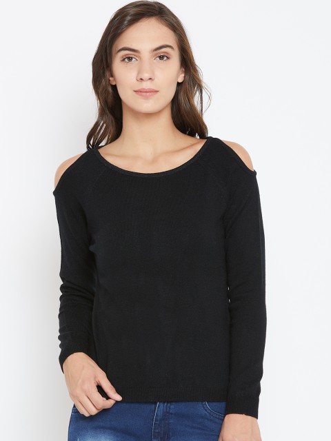 

Madame Women Black Solid Pullover