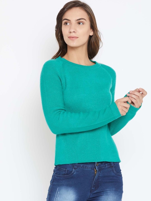 

Madame Women Green Styled Back Pullover