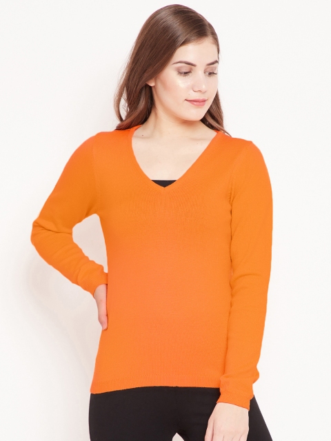 

Madame Women Orange Solid Pullover