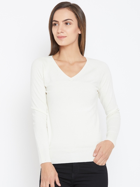 

Madame Women Off-White Solid Sweater