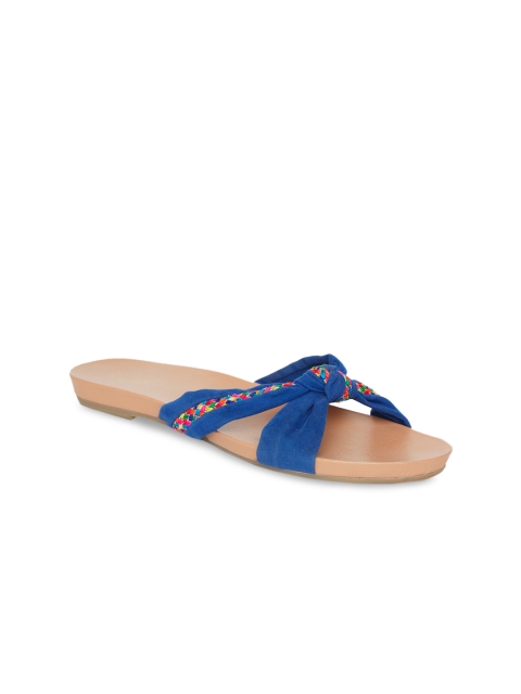 

Chumbak Women Blue Woven Design Open Toe Flats