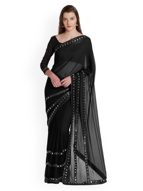 

Mirchi Fashion Black Solid Saree