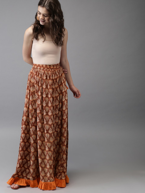 

Moda Rapido Women Brown Printed Maxi Skirt