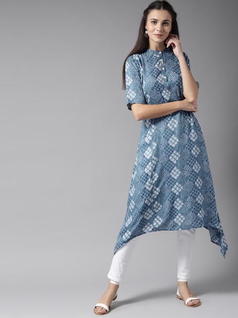 

Moda Rapido Women Blue & White Printed A-Line Kurta