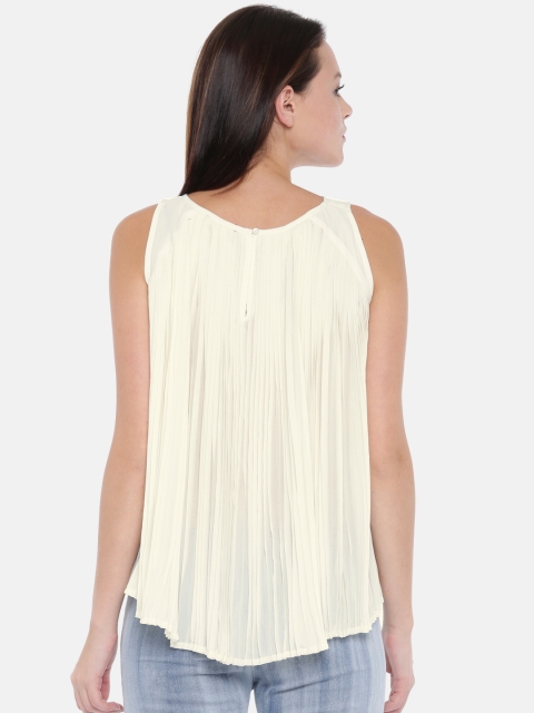 

SCULLERS Women Off-White Solid A-Line Top