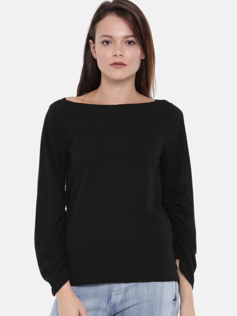 

SCULLERS Black Solid Round neck Top