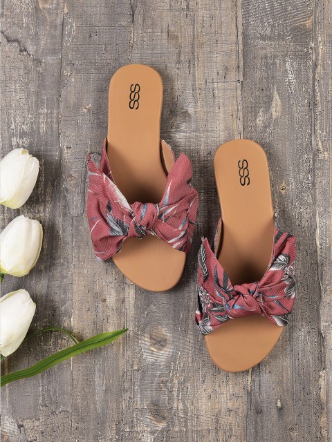 

Street Style Store Women Pink & Green Printed Open Toe Flats