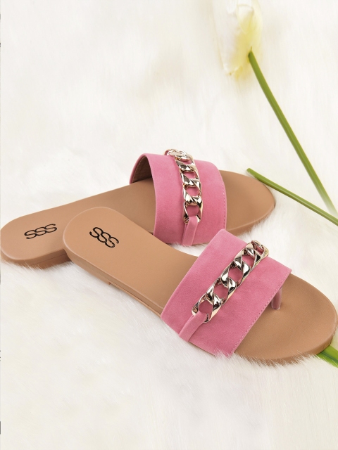 

Street Style Store Women Pink Solid Open Toe Flats