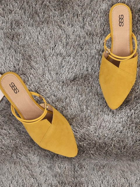 

Street Style Store Women Mustard Yellow Solid Mules