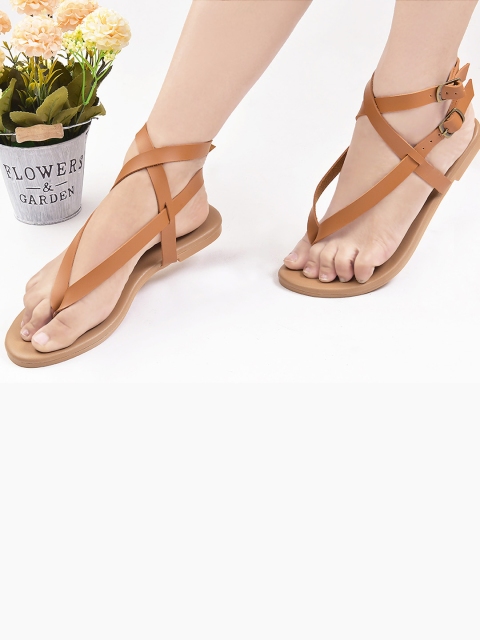 

Street Style Store Women Tan Brown Solid Gladiators