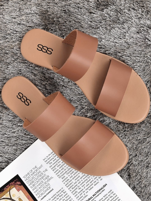 

Street Style Store Women Tan Brown Solid Open Toe Flats