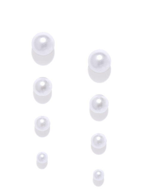 

OOMPH Set of 4 White Silver-Plated Handcrafted Spherical Studs