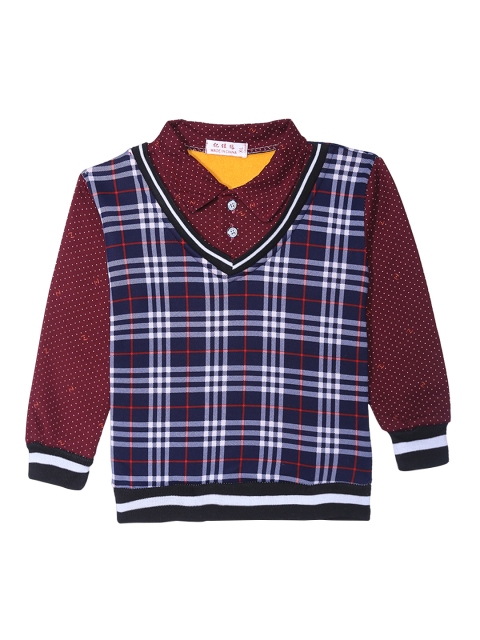 

Camey Girls Maroon & Navy Blue Checked Pullover