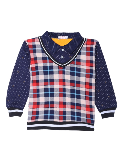 

Camey Girls Navy Blue & Red Checked Pullover