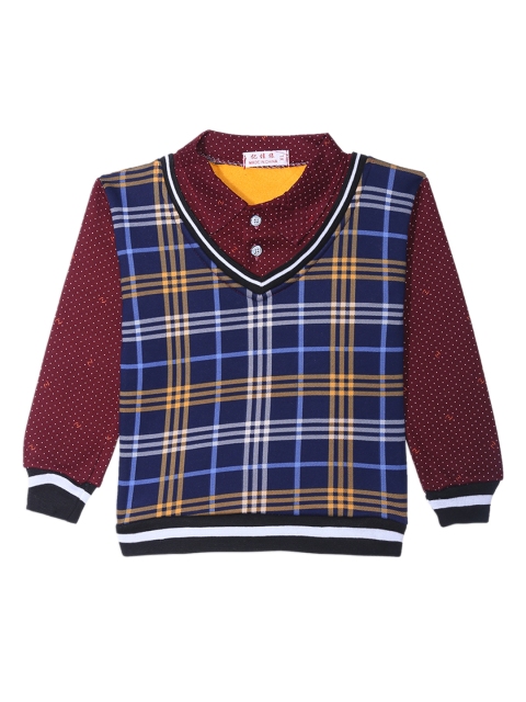 

Camey Girls Maroon & Navy Blue Checked Pullover