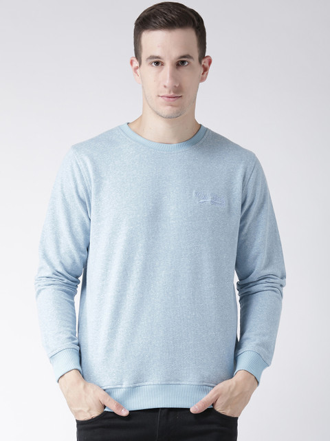 

Club York Men Blue & White Self Design Sweatshirt