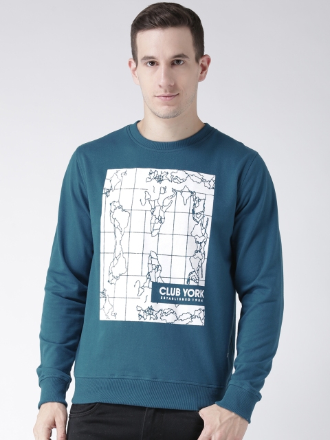 

Club York Men Teal & White Printed Sweatshirt