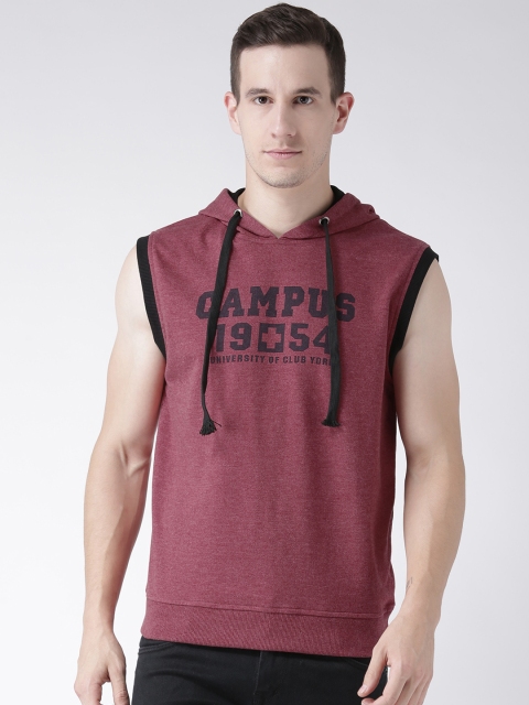 

Club York Men Burgundy & Black Printed Hooded Sweatshirt