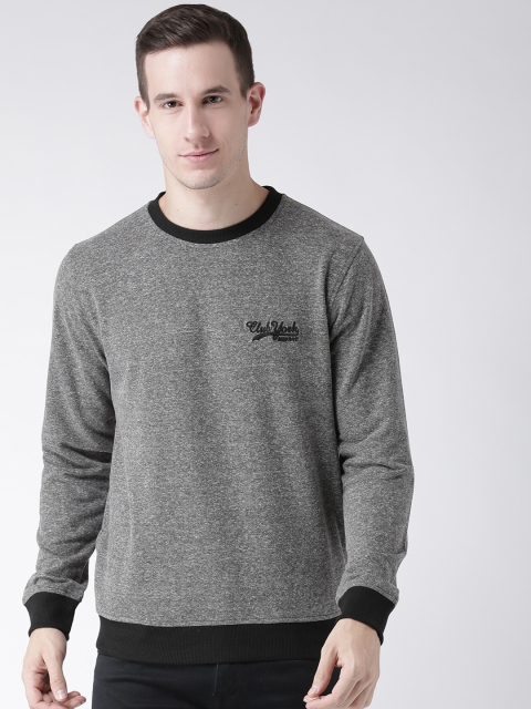 

Club York Men Charcoal Self Design Sweatshirt