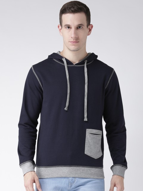 

Club York Men Navy Blue Solid Hooded Sweatshirt