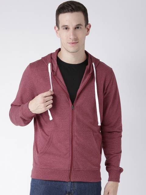 

Club York Men Burgundy Solid Hooded Sweatshirt