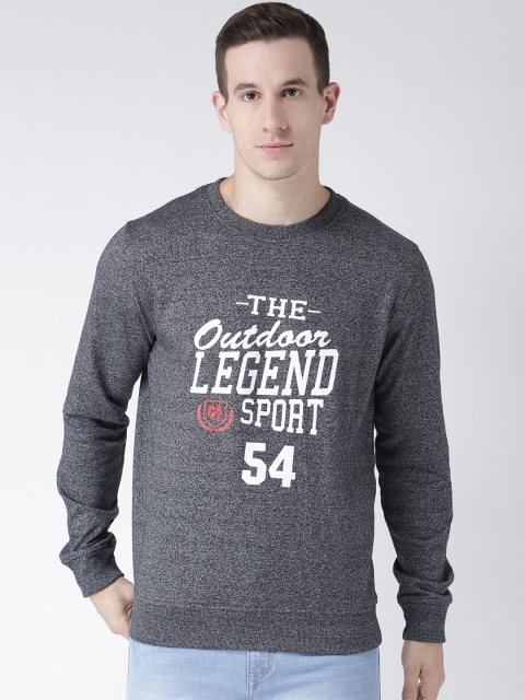 

Club York Men Charcoal & White Printed Sweatshirt