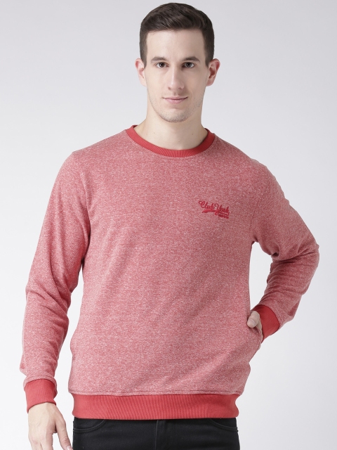 

Club York Men Red Self Design Sweatshirt