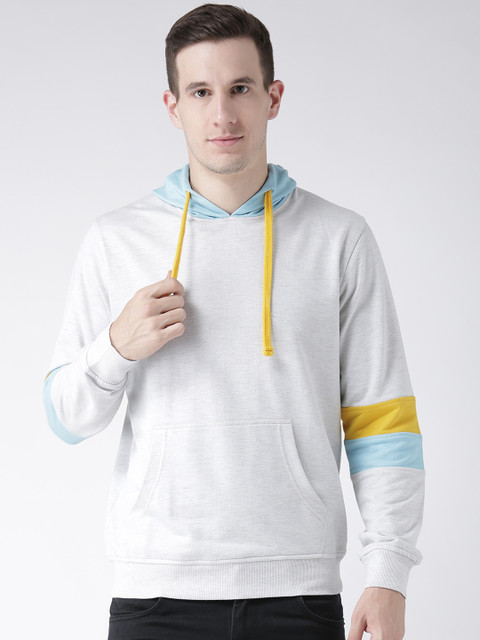 

Club York Men White Solid Hooded Sweatshirt