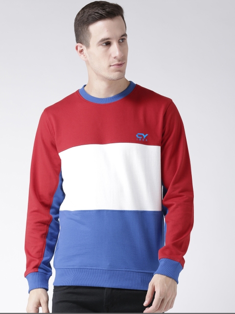 

Club York Men Red & Blue Colourblocked Sweatshirt